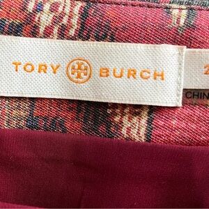 Tory Burch Red and Black Patterned Tory Burch Skirt kick pleat in back